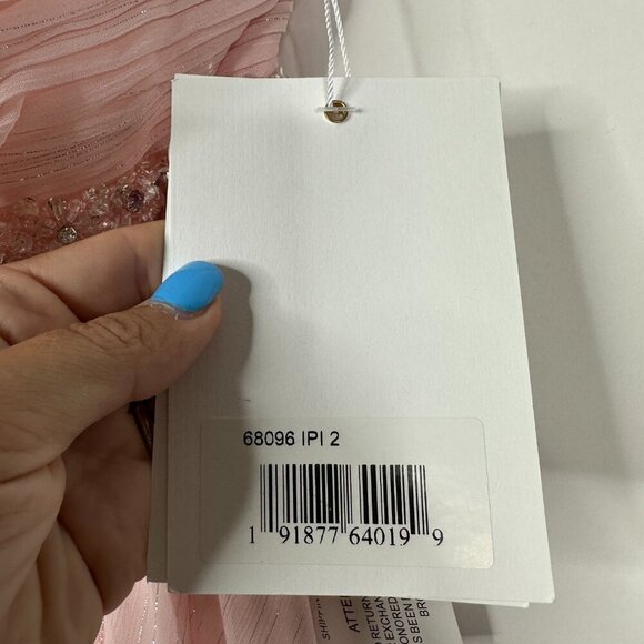 NWT Mac Duggal Beaded Ruffle High Low Gown Ice Pink 2 #7991 - Picture 7 of 10